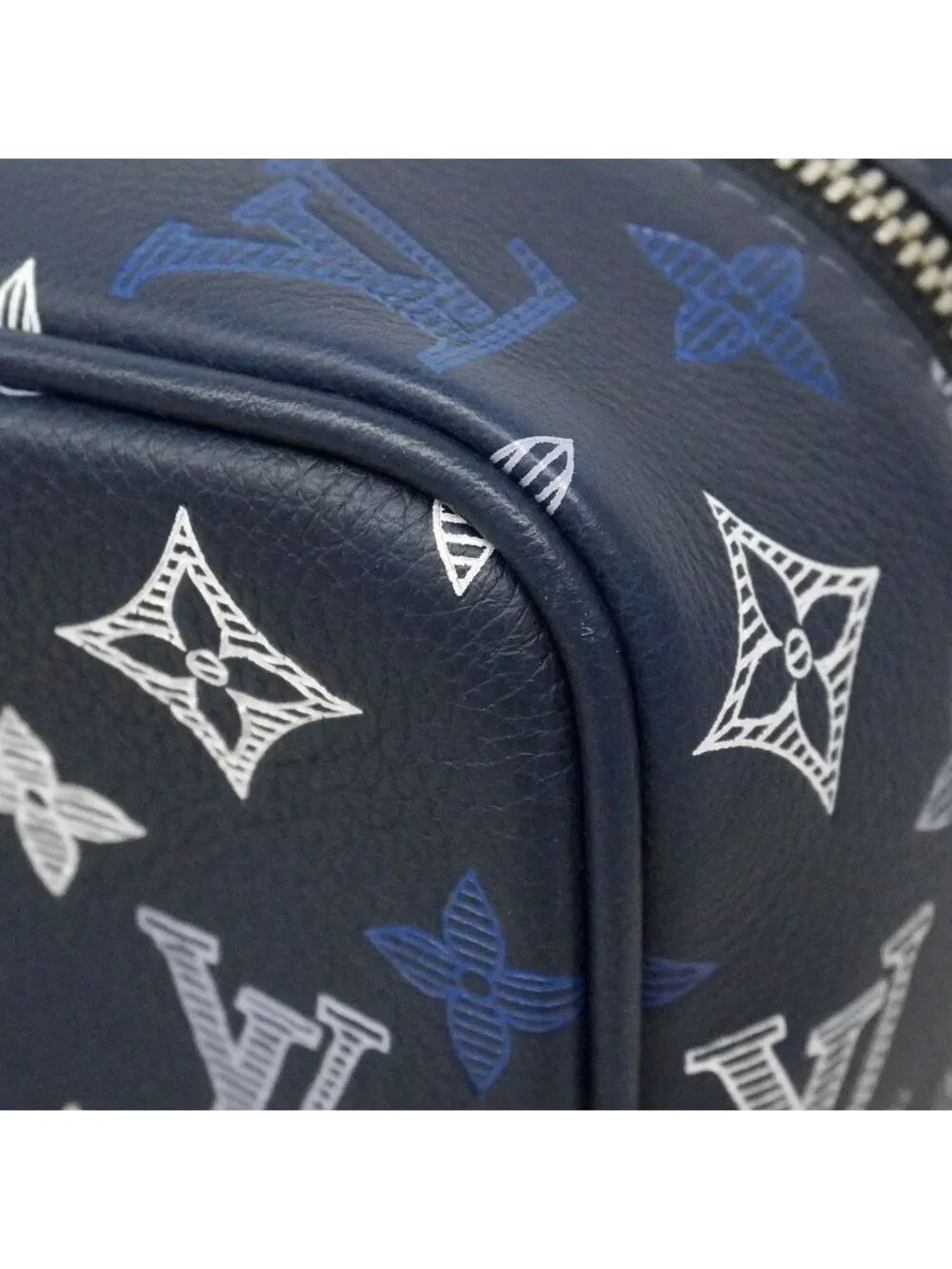Louis Vuitton Handbag Monogram Shadow Rocker Dopp Kit Navy Blue